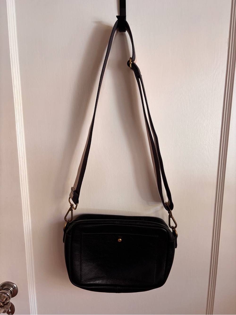 Madewell Black Leather Camera Crossbody Bag